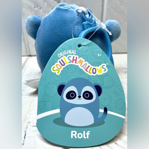 Squishmallow Clip 3.5” Rolf The Blue Lemur Soft Animal Plush Keychain NWT - Picture 4 of 8